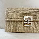Serena Rafia Clutch - Beige