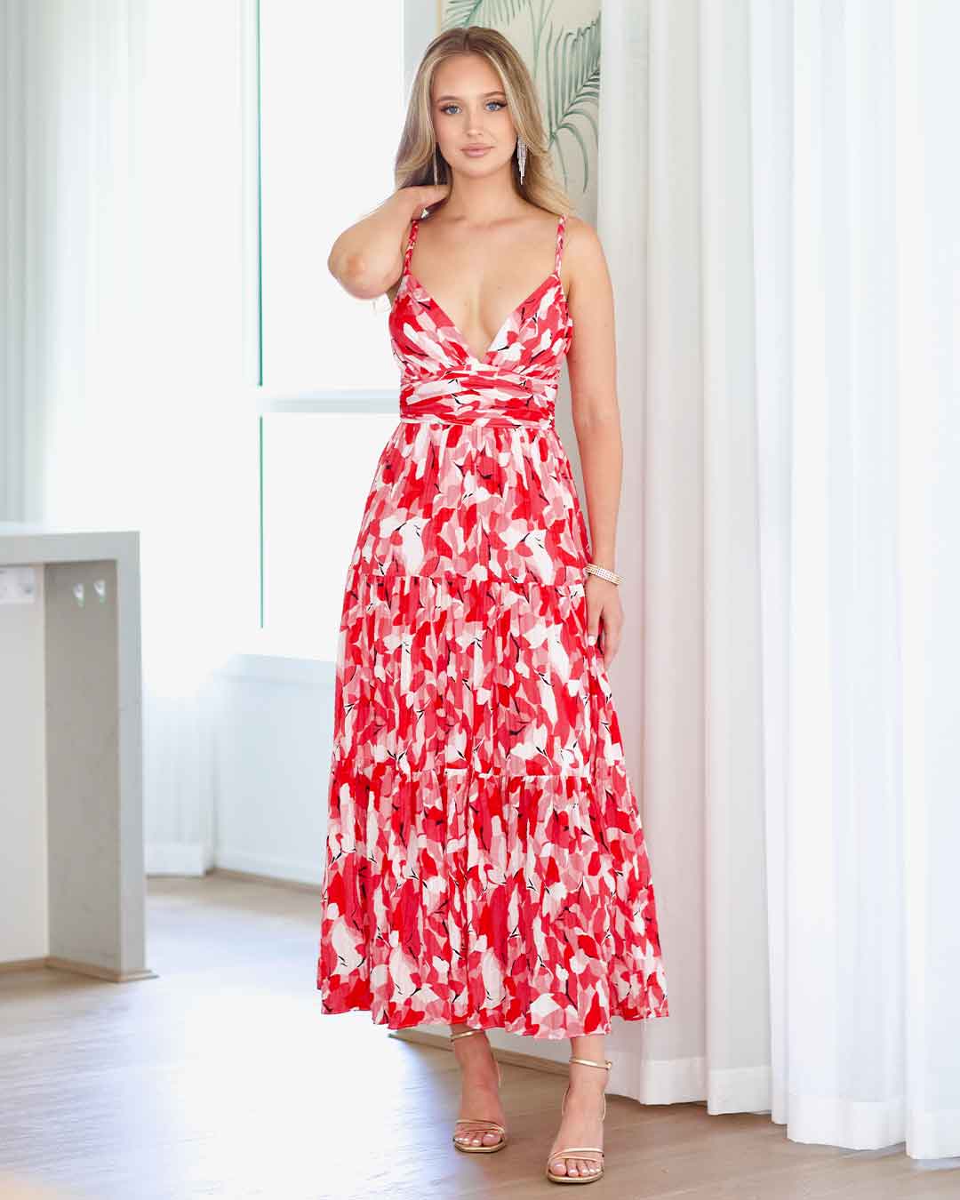 Verona Maxi Print Dress - Red Verona Maxi Print Dress - Red