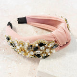 Alva Embellished Knotted Headband - Pink