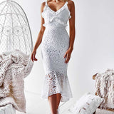 Leanne Lace Midi Dress - White