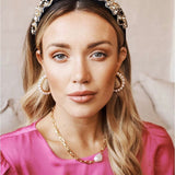 Alva Embellished Knotted Headband - Black