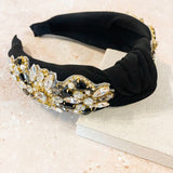 Alva Embellished Knotted Headband - Black