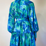 Ellie Chiffon Mini Dress - Green/Blue Print