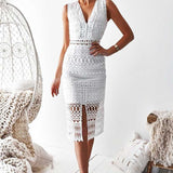 Scarlet Lace Midi Dress - White