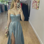 Daphne Sparkle Satin Gown - Ocean Blue