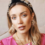 Alva Embellished Knotted Headband - Black