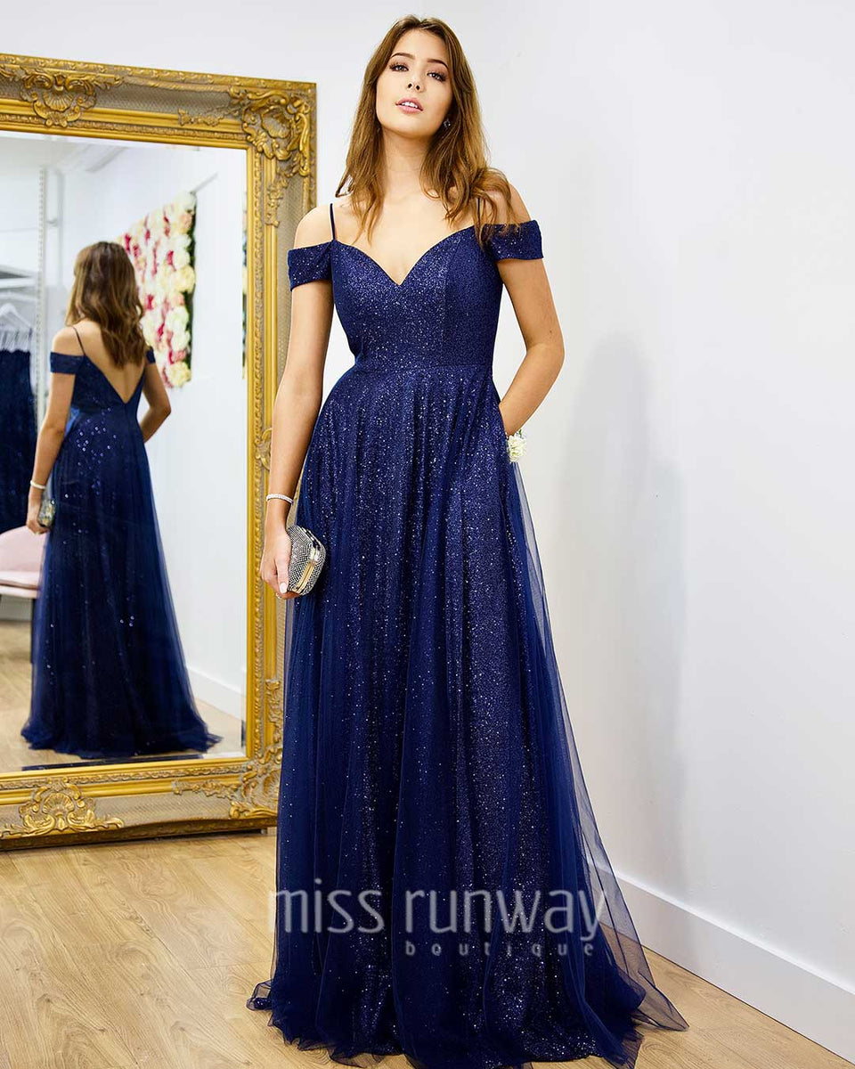 Alison Glitter Gown Navy Miss Runway Boutique