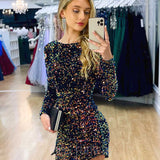 Amara Sequin Dress - Navy Multi