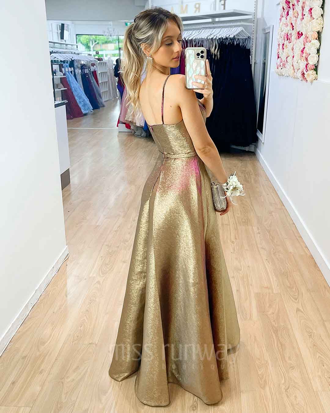 Apollo Metallic Gown - Gold