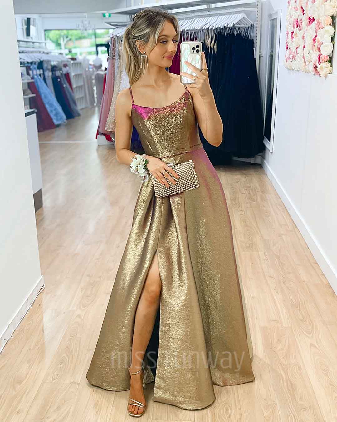 Apollo Metallic Gown - Gold