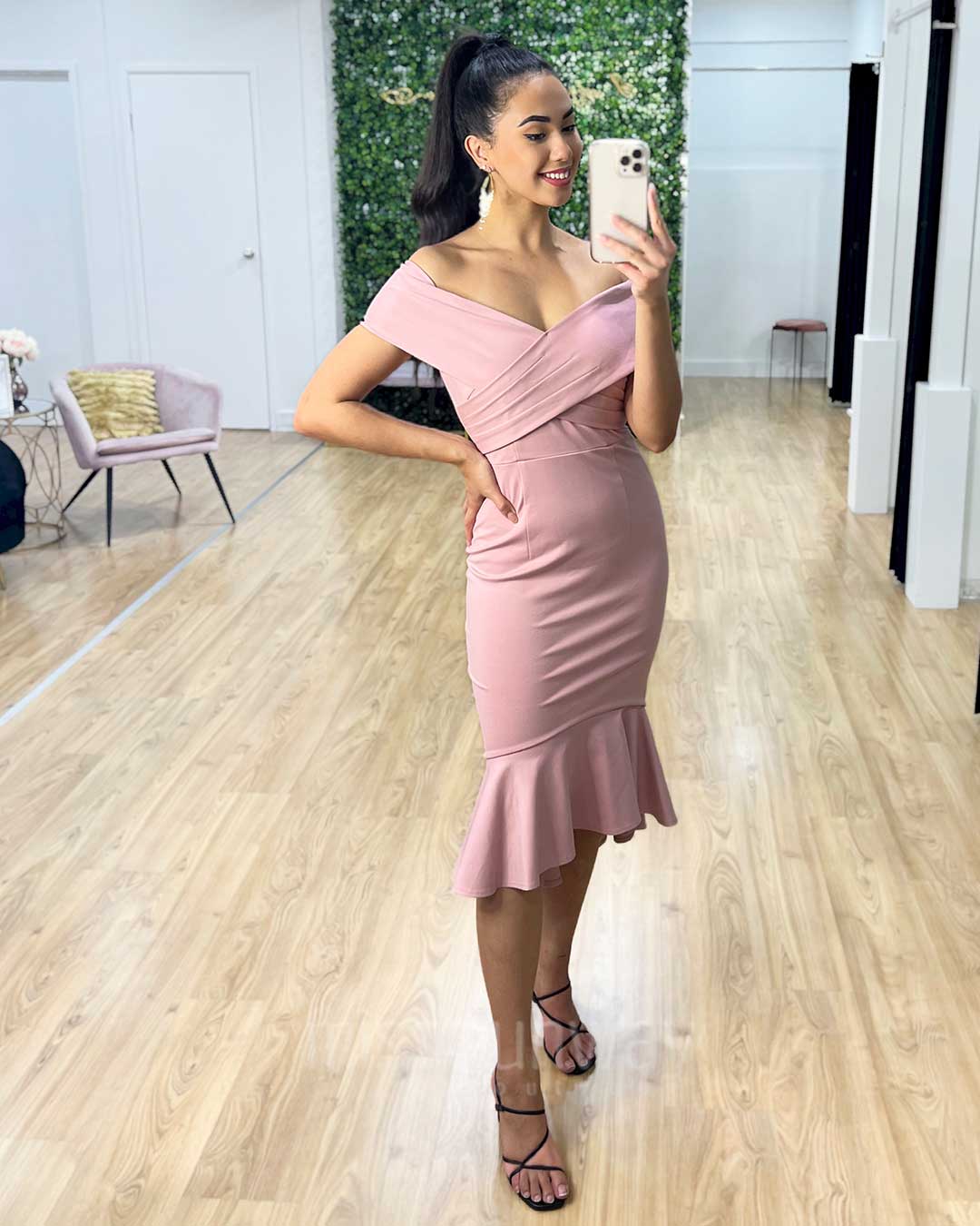 Brienne Midi Dress - Dusty Pink