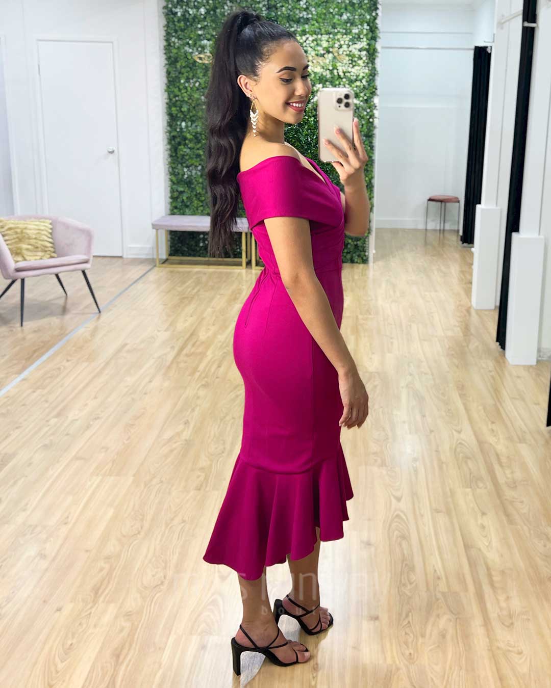 Brienne Midi Dress - Fuchsia