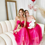 Carrie Glitter Midi Dress - Fuchsia