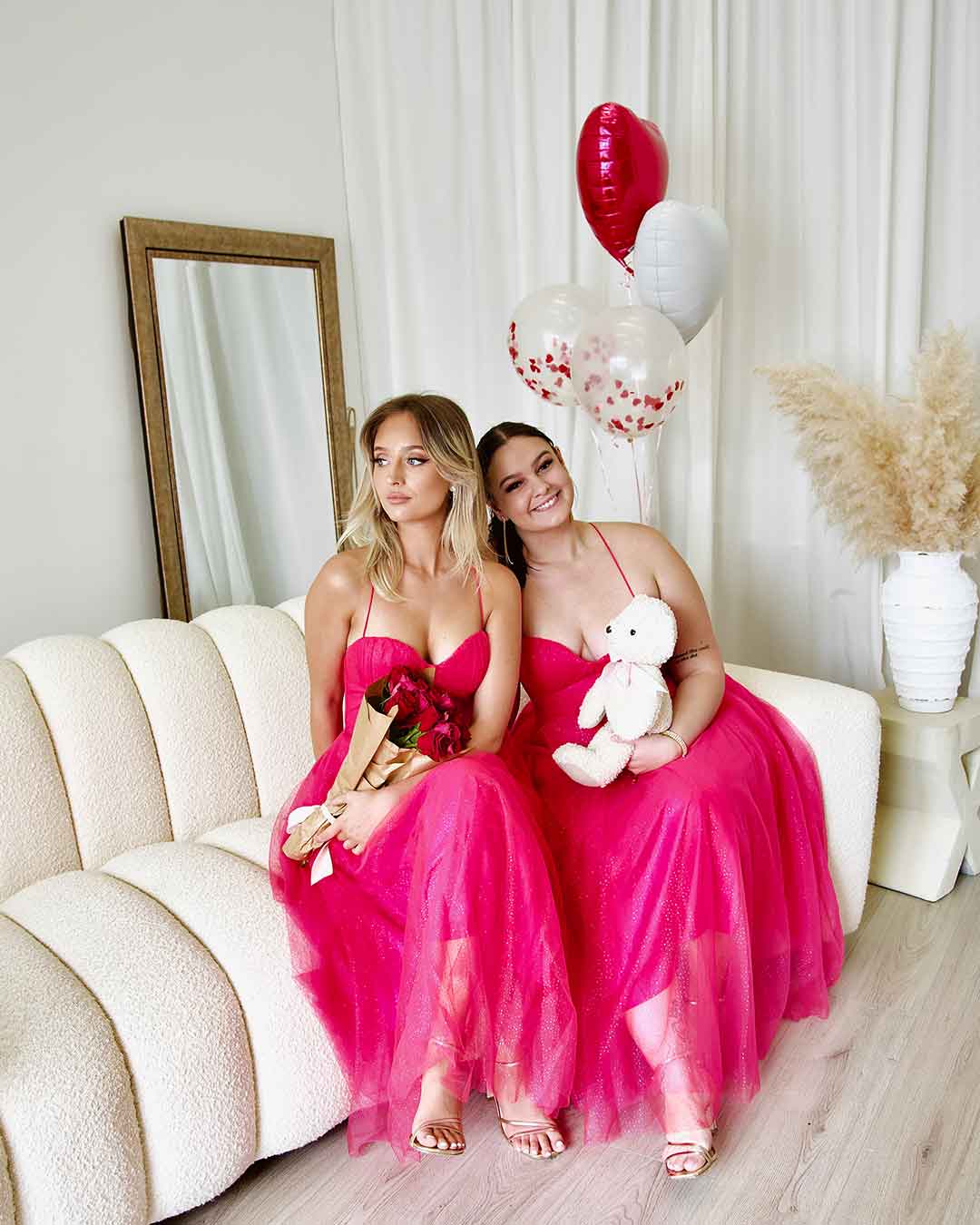 Carrie Glitter Midi Dress - Fuchsia