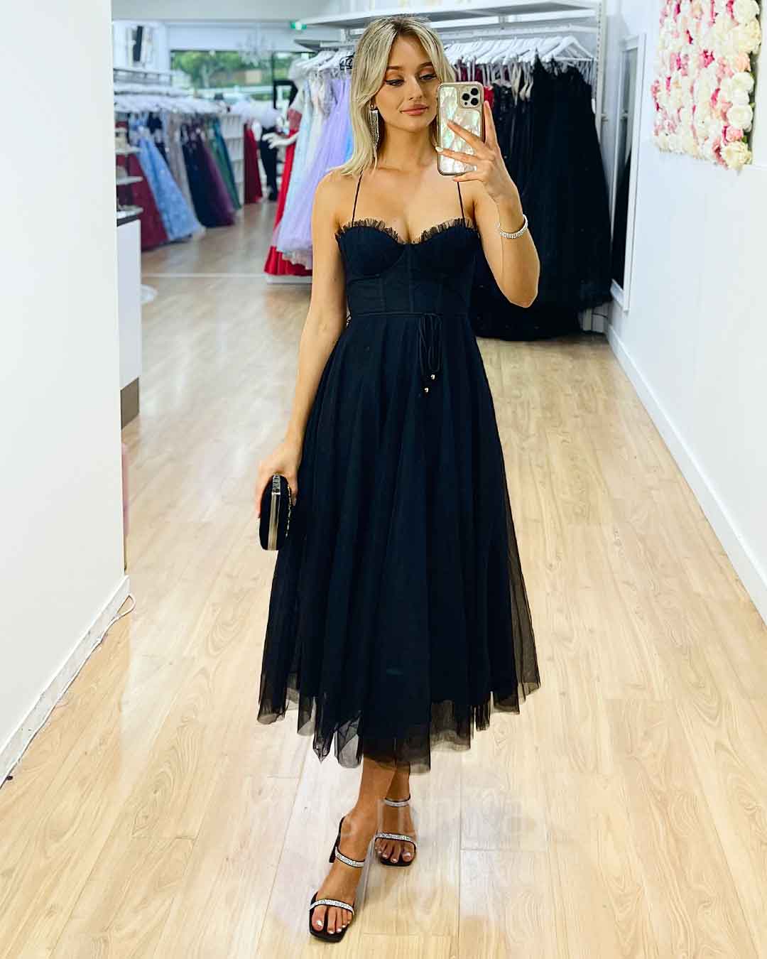 Carrie Midi Dress - Black