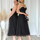 Carrie Glitter Midi Dress - Black