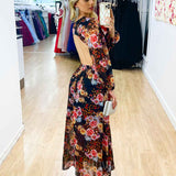 Chloe Chiffon Maxi Dress - Black Floral