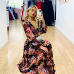 Chloe Chiffon Maxi Dress - Black Floral