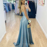 Daphne Sparkle Satin Gown - Ocean Blue
