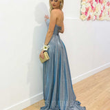 Daphne Sparkle Satin Gown - Ocean Blue
