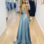 Daphne Sparkle Satin Gown - Ocean Blue