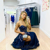 Delhi Beaded Gown - Navy