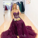 Delhi Beaded Gown - Plum