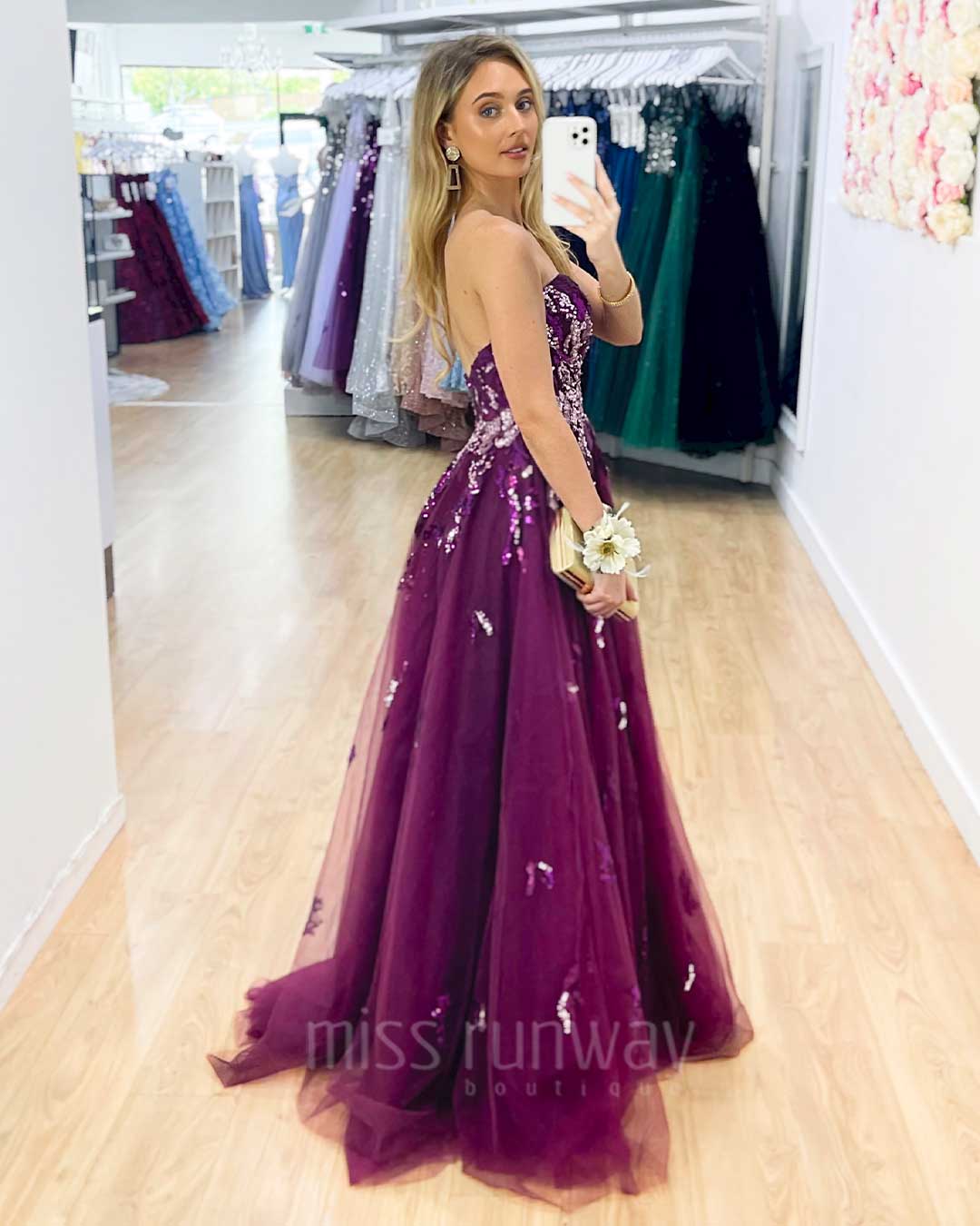 Delhi Beaded Gown - Plum