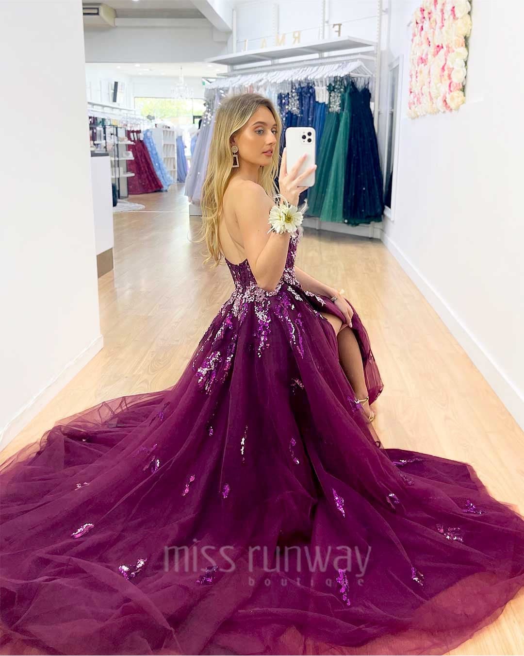 Delhi Beaded Gown - Plum