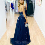 Delhi Beaded Gown - Navy