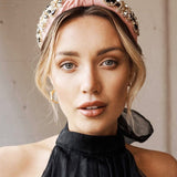 Alva Embellished Knotted Headband - Pink