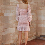 Elena Floral Dress - Baby Pink