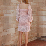 Elena Floral Dress - Baby Pink