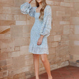 Elena Floral Dress - Baby Blue