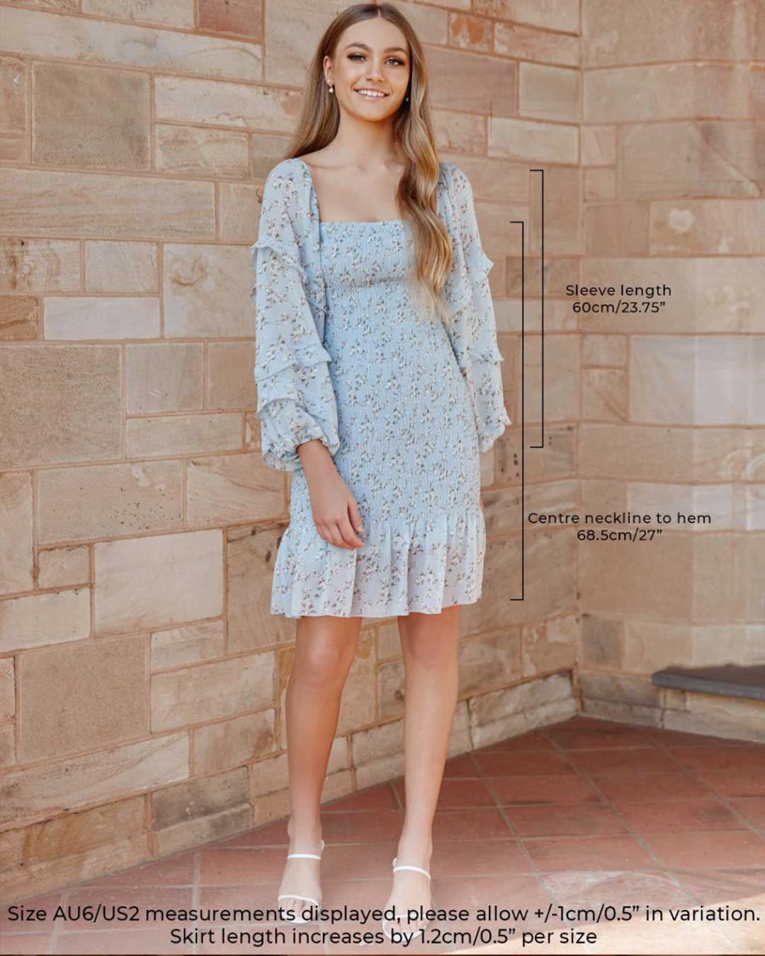 Elena Floral Dress - Baby Blue