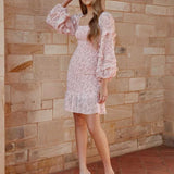 Elena Floral Dress - Baby Pink
