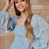 Elena Floral Dress - Baby Blue
