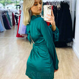 Estella Satin Mini Dress - Green