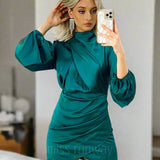 Estella Satin Mini Dress - Green