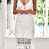 Estelle Lace Midi Dress - White - Miss Runway Boutique