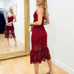 Estelle Lace Midi Dress - Wine