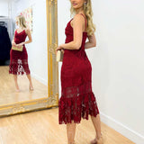 Estelle Lace Midi Dress - Wine