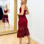 Estelle Lace Midi Dress - Wine