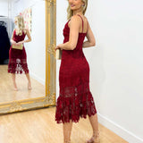 Estelle Lace Midi Dress - Wine