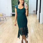 Giselle Lace Midi Dress - Emerald Green