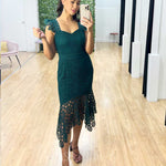Giselle Lace Midi Dress - Emerald Green