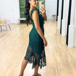 Giselle Lace Midi Dress - Emerald Green