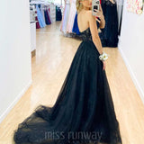 Hadley Tulle Glitter Gown - Black