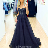 Hadley Tulle Glitter Gown - Navy
