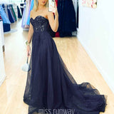 Hadley Tulle Glitter Gown - Navy